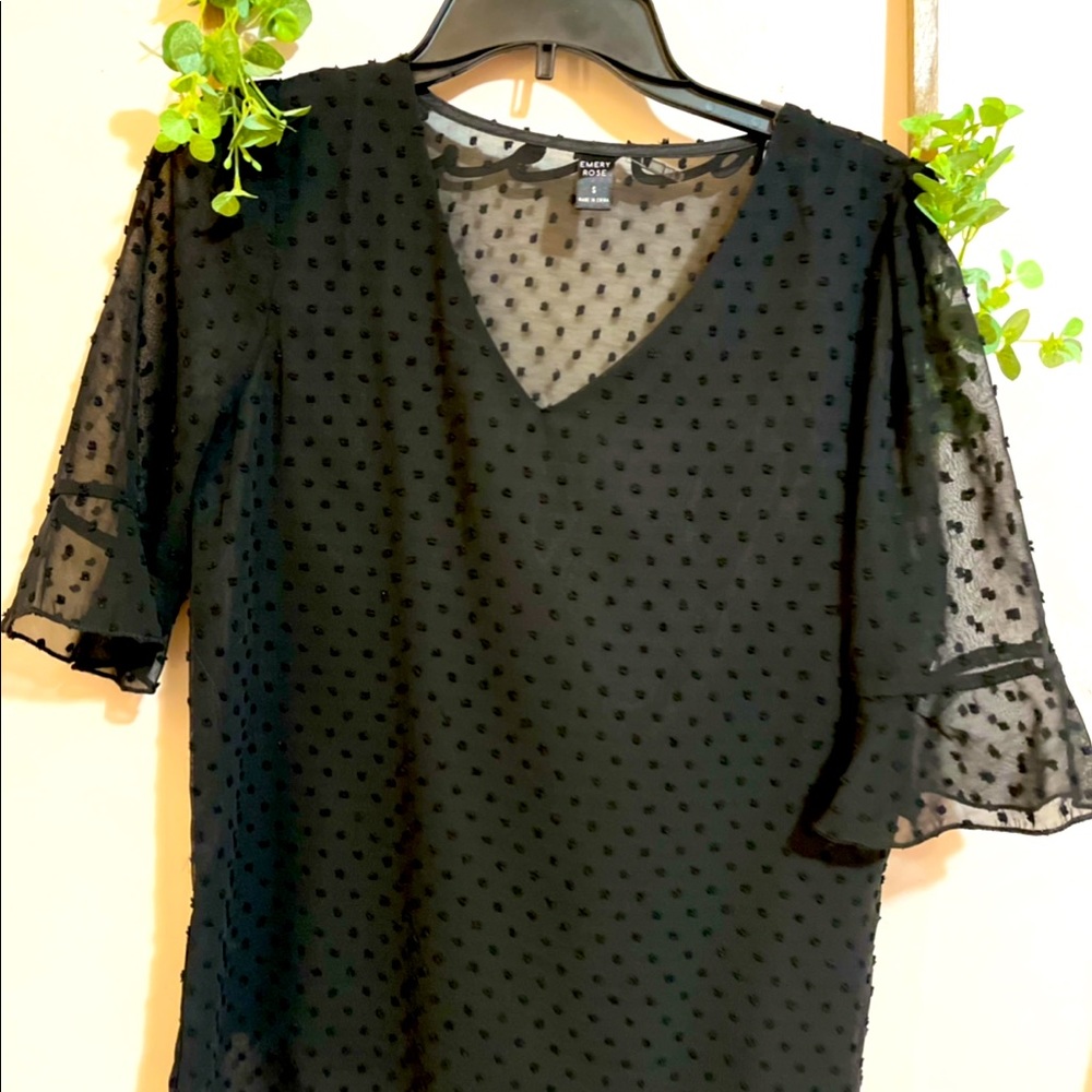 Black Swiss dot shirt